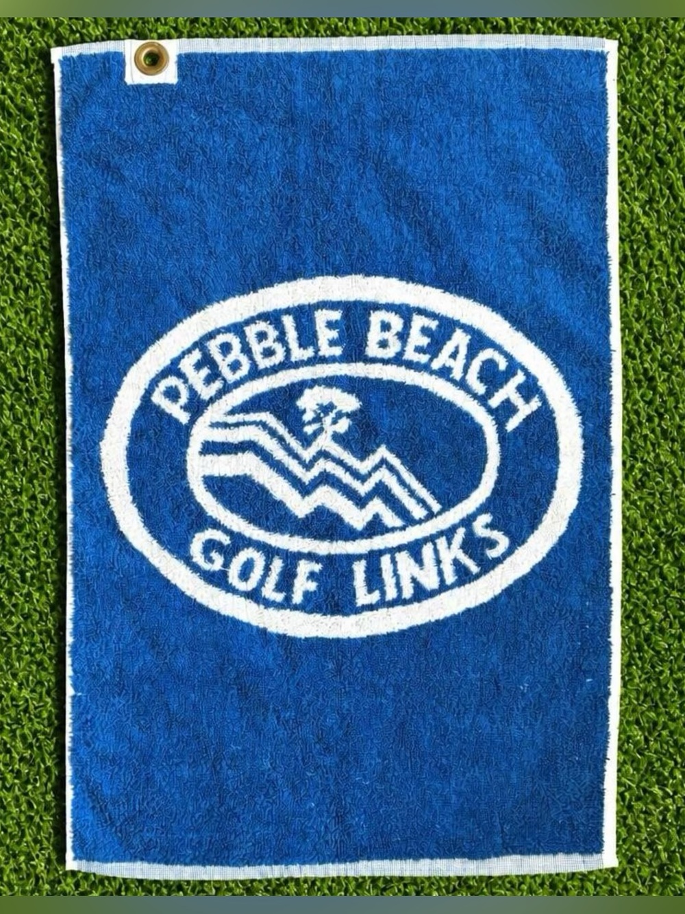 Vtg Pebble Beach Golf Links Caddy Towel Blue Swift & Co Martex USA Course Logo
